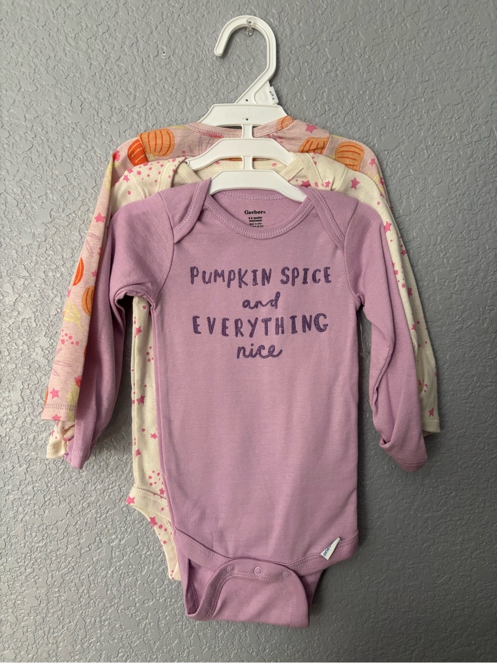 Gerber Mauve Pumpkin Spice Long-Sleeve One-Piece Bodysuit Set